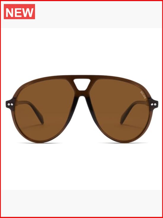 Oversized Retro Aviator Sunglasses with UV400 Protection TAC Lenses, Plastic